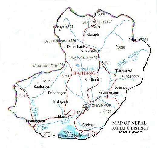 Map of Bajhang District
