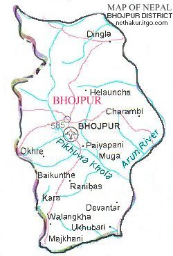 Map Of Nepal District Map Of Bhojpur