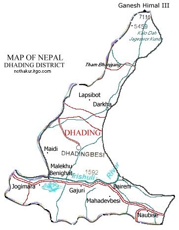 Map of Dhading District