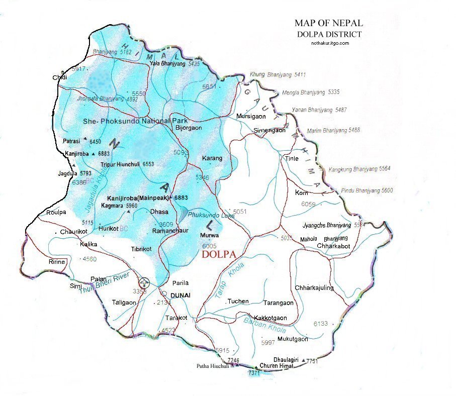 Map of Dolpa District