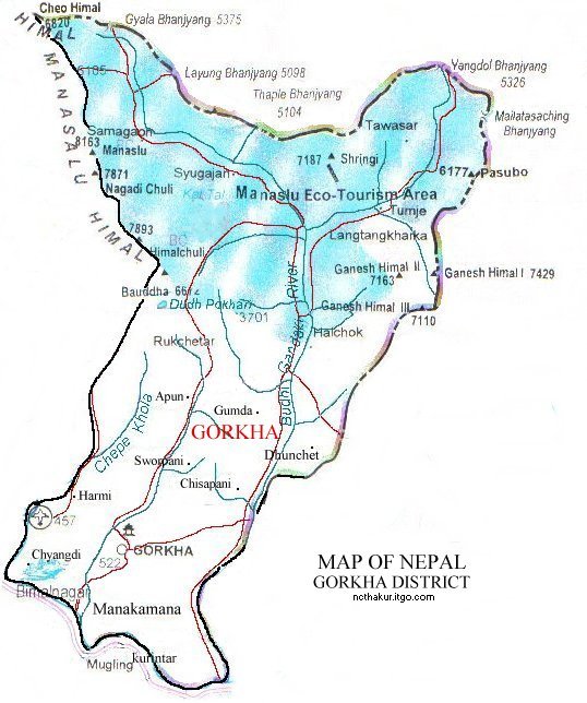 Map of Gorkha District