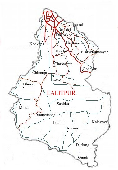 Map of Lalitpur District