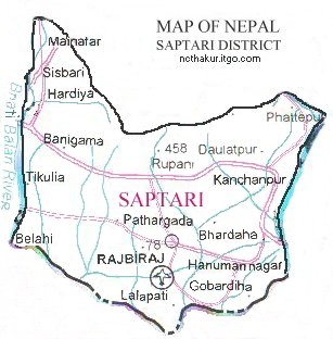Map of Saptari District