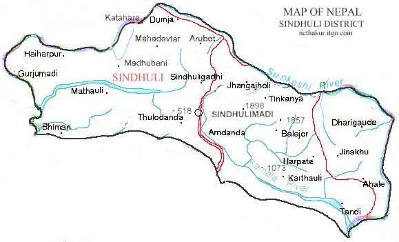 Map Of Nepal District Map Of Sindhuli