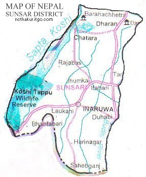 Map of Sunsari District