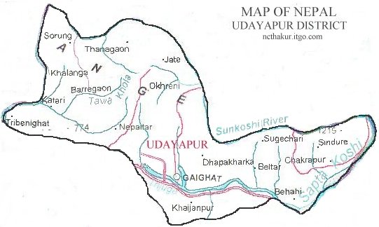 Map of Udayapur District