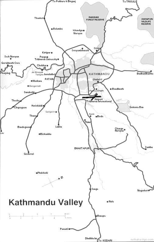 map of Kathmandu Valley