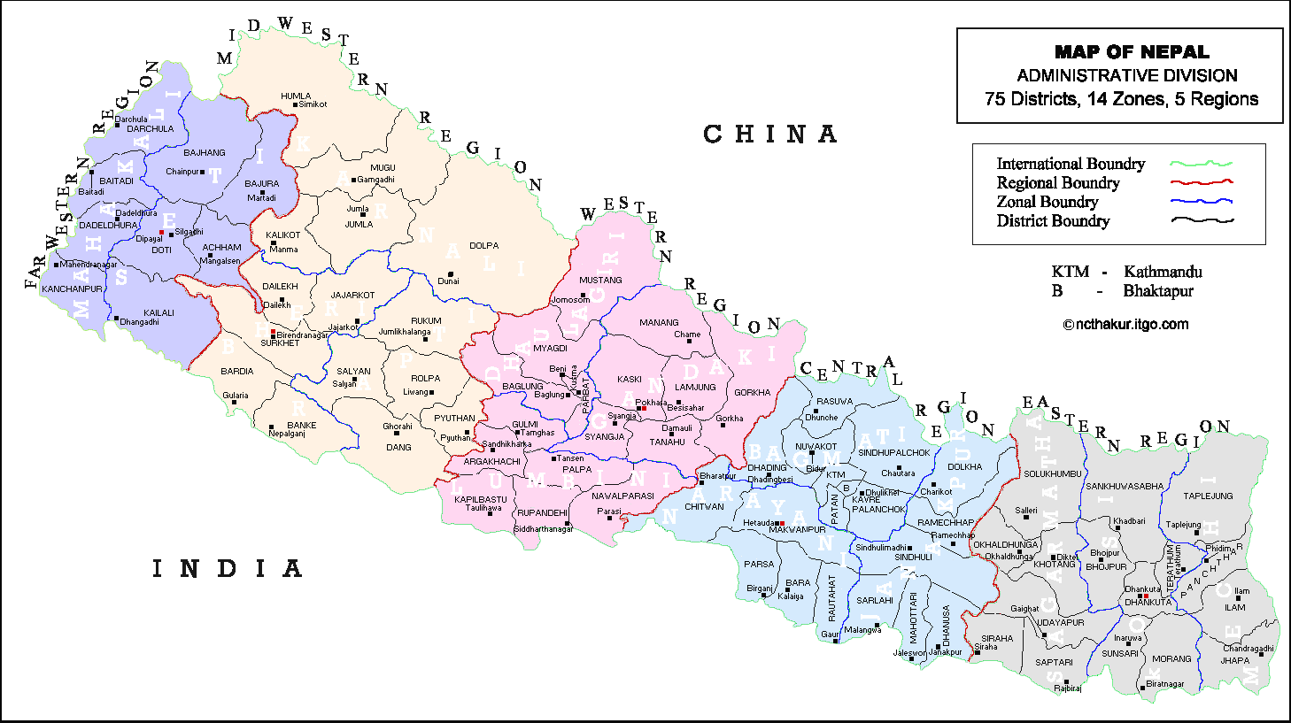 Nepal Map And District Map Of Nepal:administrative Division