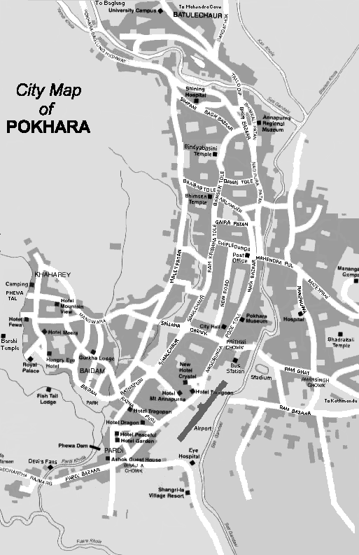 Map Of Pokhara City Nepal