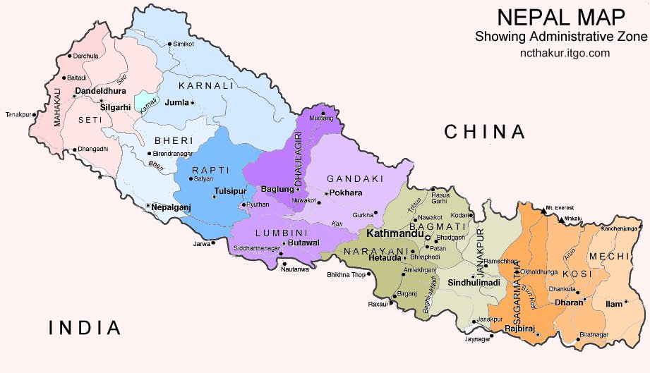 kathmandu nepal map. Map of Nepal